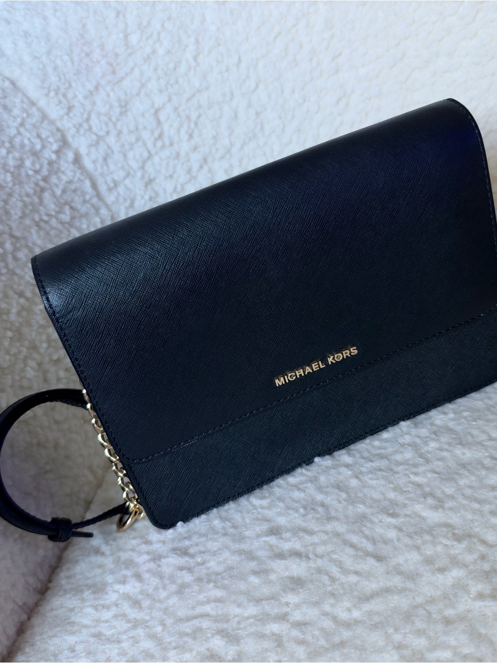 Michael Kors Black Saffiano Crossbody with Gold Hardware